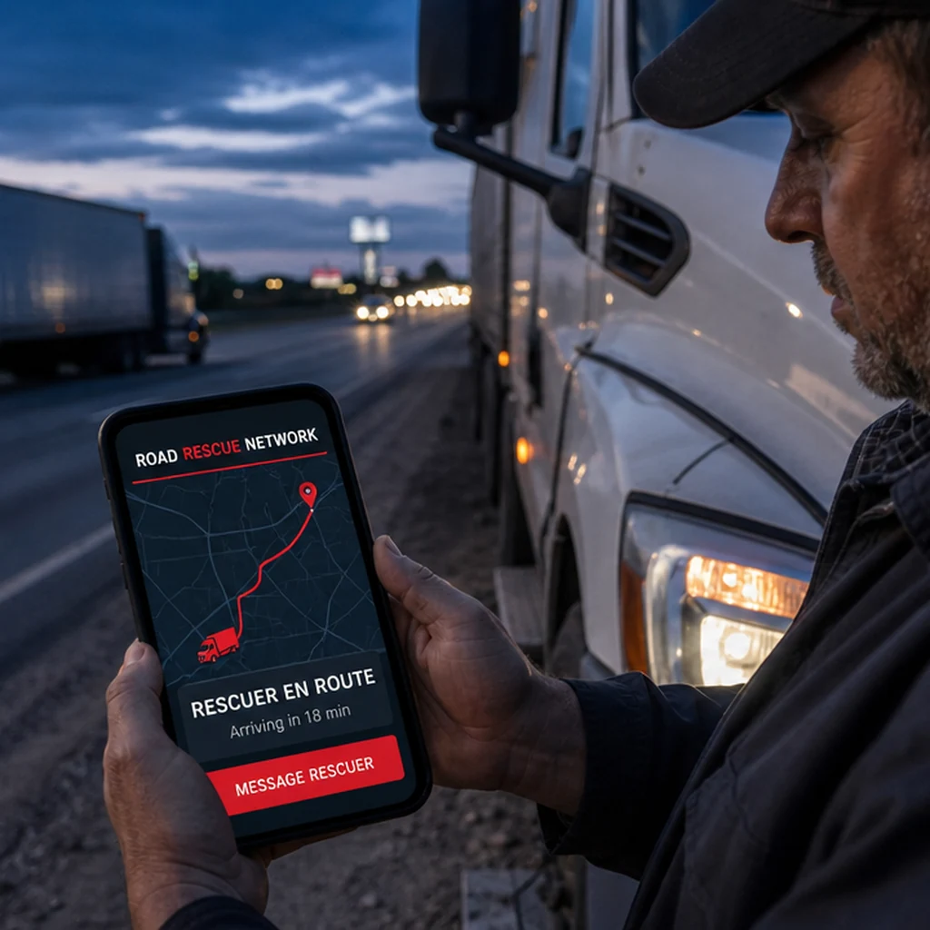 Illustration of the app tracking the assigned rescuer to the customer.