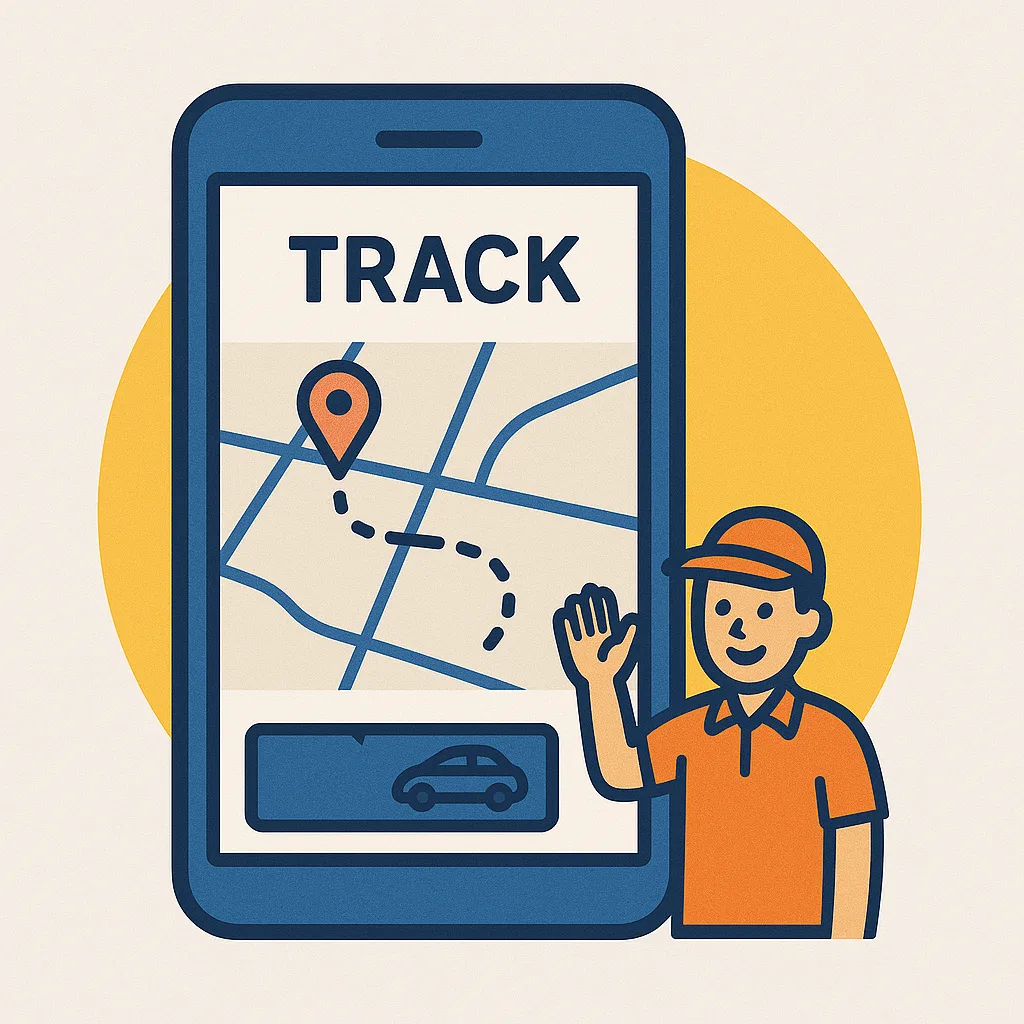 Illustration of the app tracking the assigned rescuer to the customer.