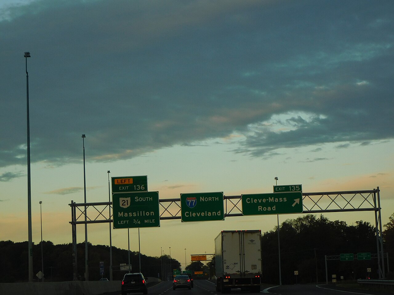 Interstate 77 northbound at Cleveland-Massillon Road, between Akron and Cleveland