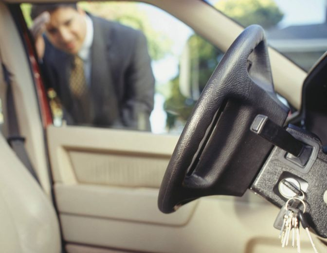Man locked out of his car.