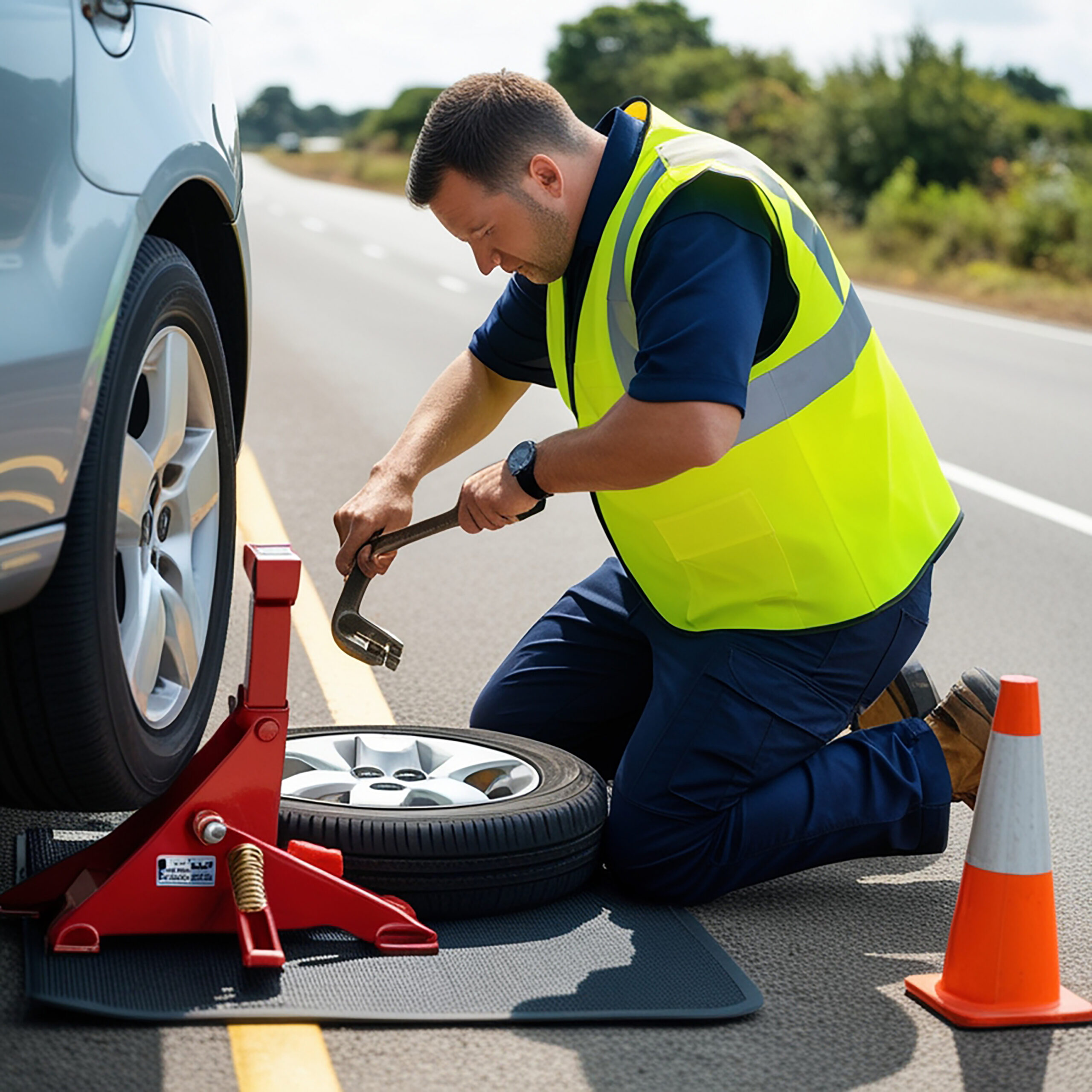 Preparing for tire change in Chula Vista