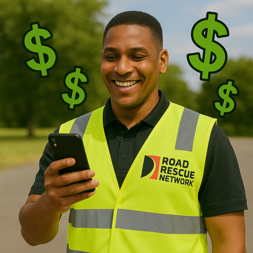 A happy road rescue network rescuer just got paid