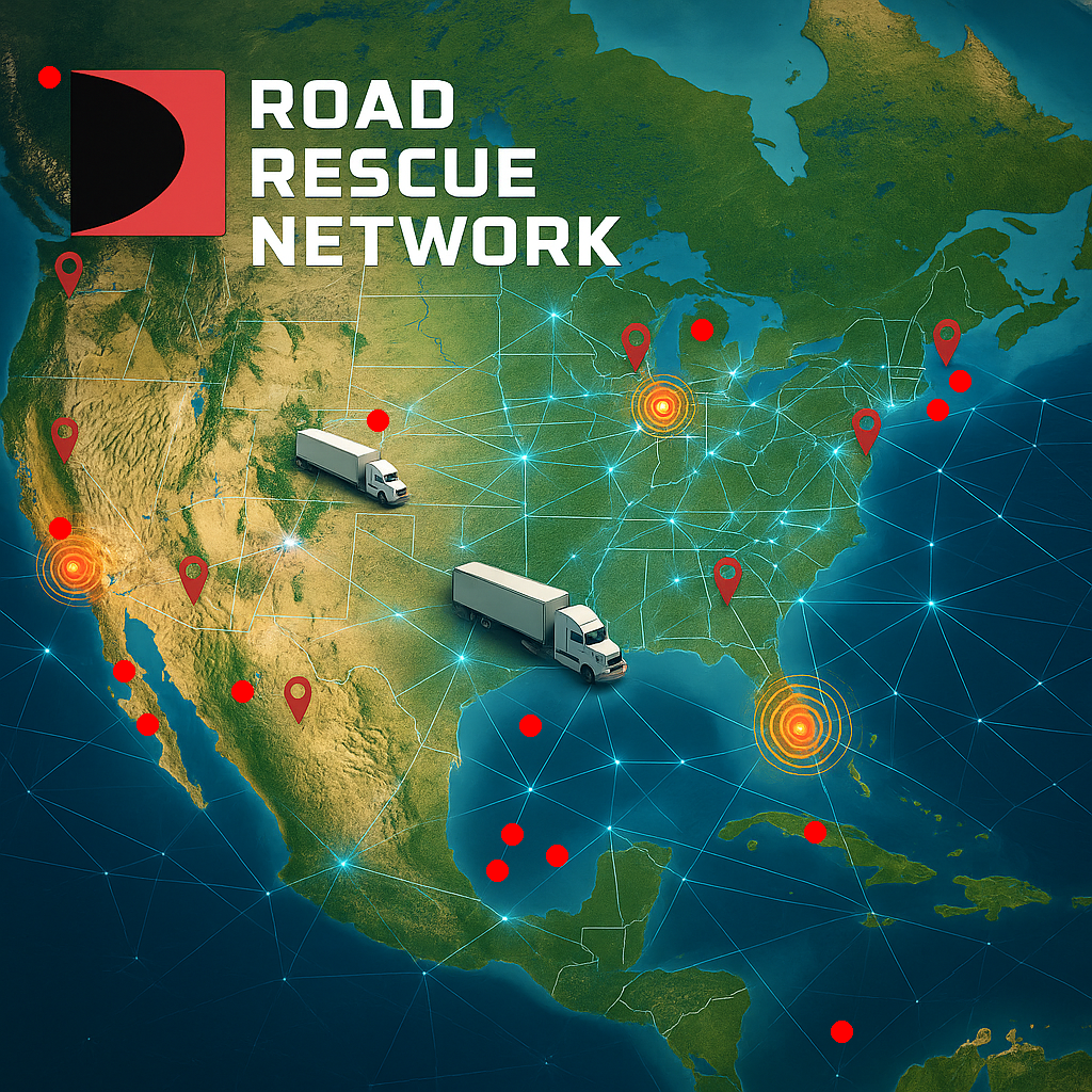 Road Rescue Network map with pins