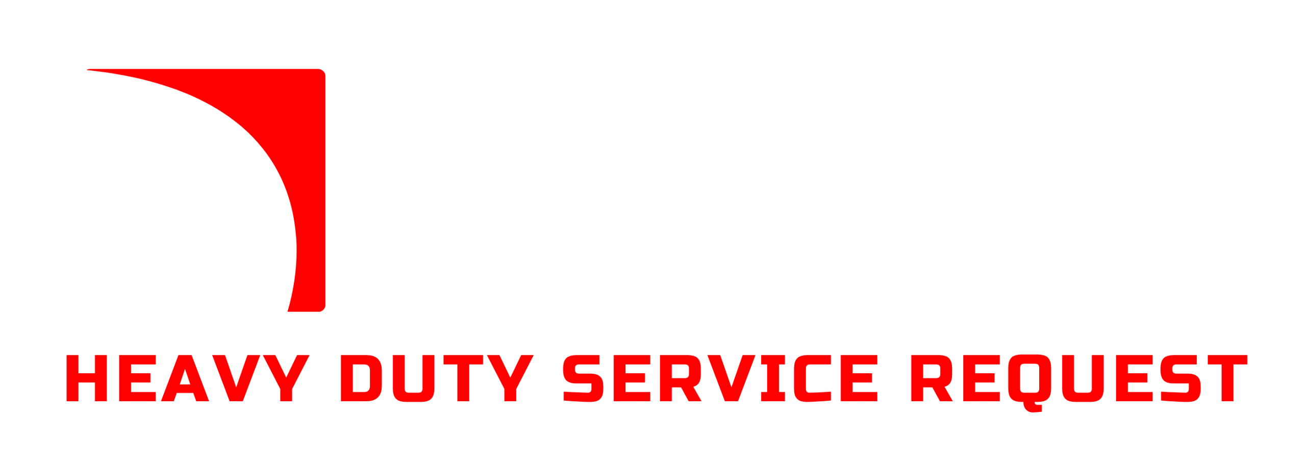 Logo with a red and white abstract design on the left, text ROAD RESCUE NETWORK in light gray, and HEAVY DUTY SERVICE REQUEST in bold red below.