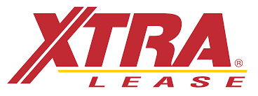 The red XTRA Lease logo features bold, italicized XTRA text above a yellow horizontal line, with the word lease in smaller red letters below the line.