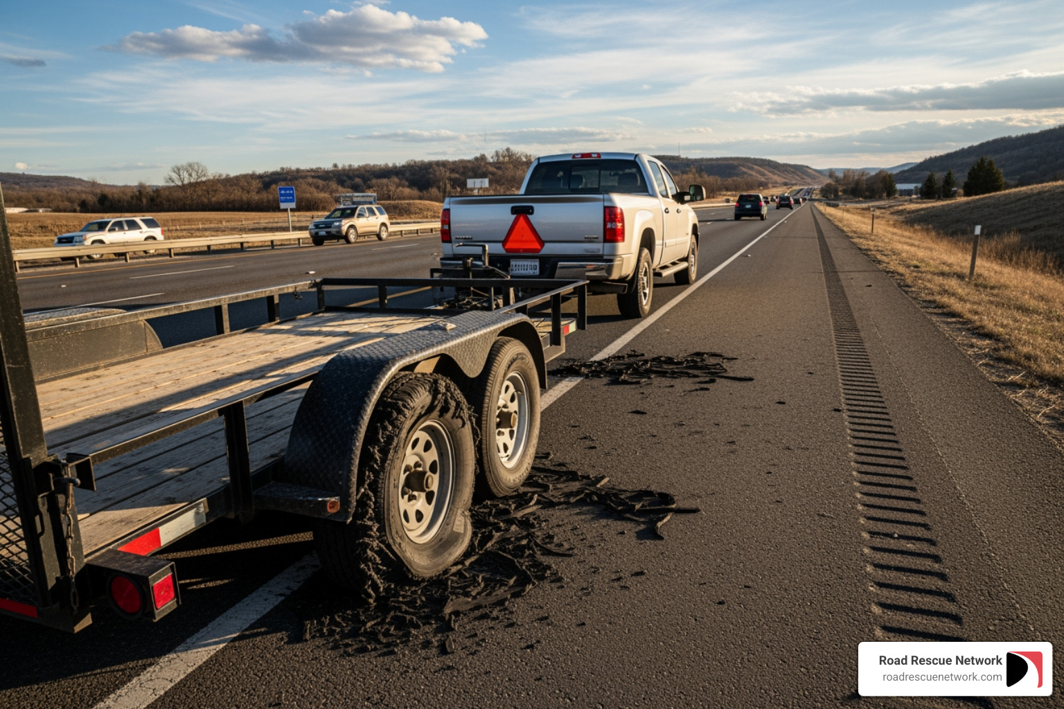 blown trailer tire